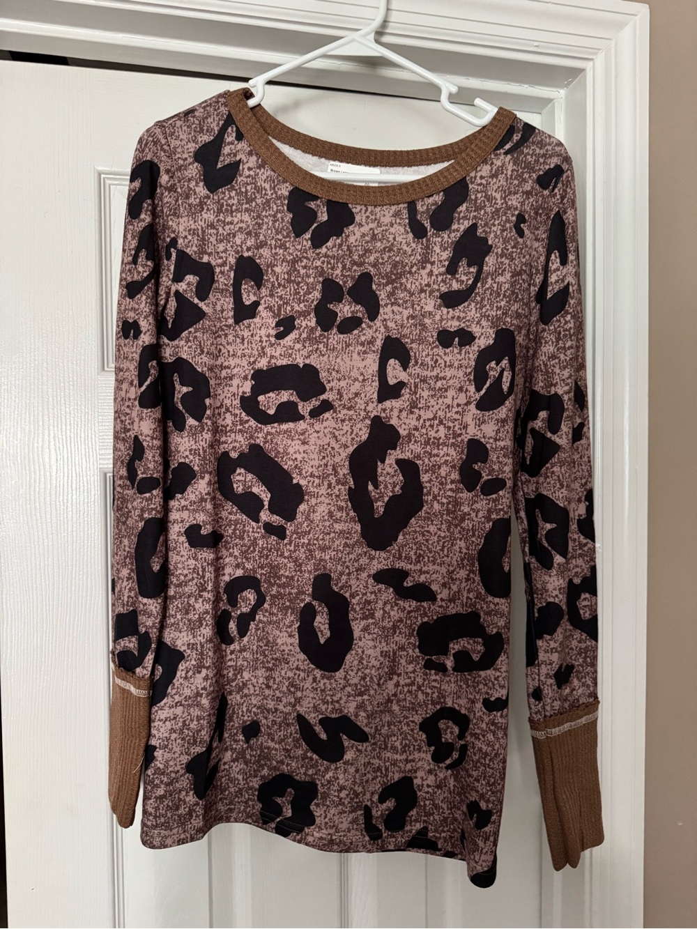 Long Sleeve Brown Leopard Print Women's Sweater